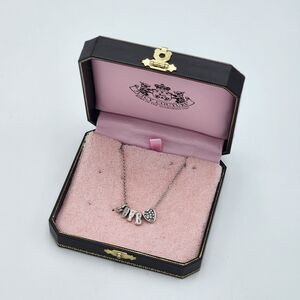 Juicy Couture VTG Silver LOVE letters Pave Heart 15-17"Chain Necklace BNIB